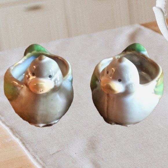 Vintage Pair of Duck Ceramic Tea Light Animal Candle Holders - Picture 1 of 6